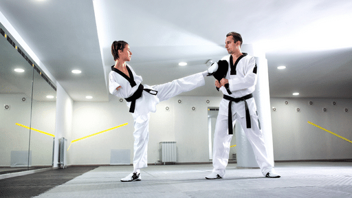 Athlete with physical disability training in taekwondo