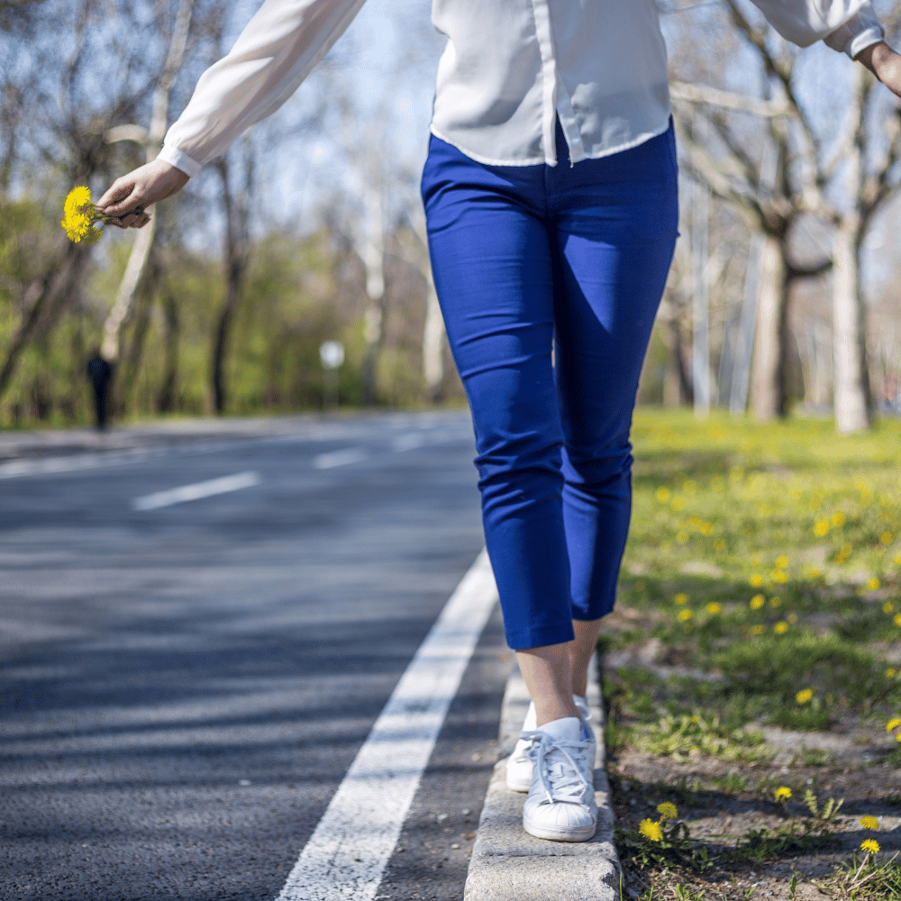 Woman walking in a straight line